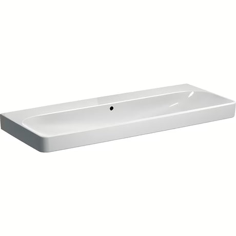 Geberit Smyle Square pakabinami baltas keraminis praustuvas be skylės maišytuvui  120x48 cm