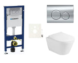 Pakabinami WC komplektas Glacera Ava su moduliu Geberit Duofix, duroplasto sėdyne su softclose ir chromo mygtuku