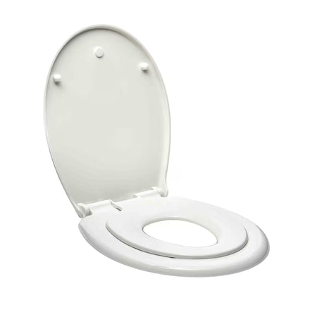 Balta vaikiška KLOZETO dangtis Glacera Babynew su integruotu įdėklu ir lėtu softclose užsidarymu.