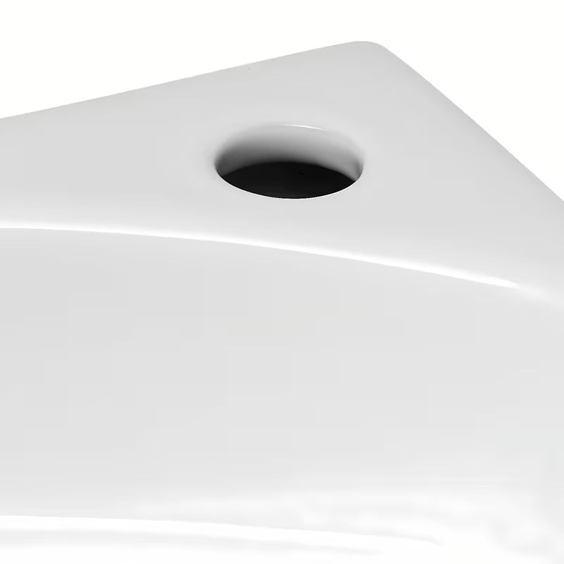Baltas kampiniai dešinysis mažas praustuvas Glacera Bigio 42 x 29,5 cm be perpylimo su anga pro maišytuvui dešinėje.