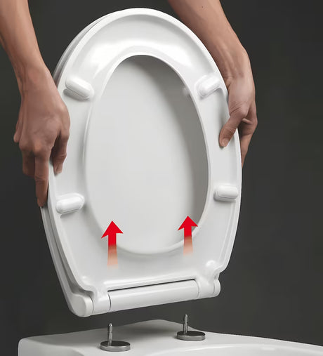 Balta universali KLOZETO dangtis Glacera Easy iš duroplasto su EasyLock sistema ir metaliniais vyriais