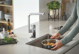 Nerūdijančio plieno virtuvės plautuvė Grohe K700U su satino paviršiumi ir 3,5" nuotaku