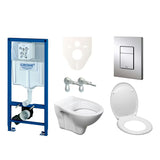 Pakabinami WC komplektas S-Line Pro su moduliu Grohe Rapid SL, bakeliu, nuleidimo mygtuku ir KLOZETAS sėdyne