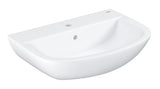 Pakabinamas praustuvas Grohe Bau Ceramic 60 baltos spalvos su anga pro maišytuvui ir persipylimu