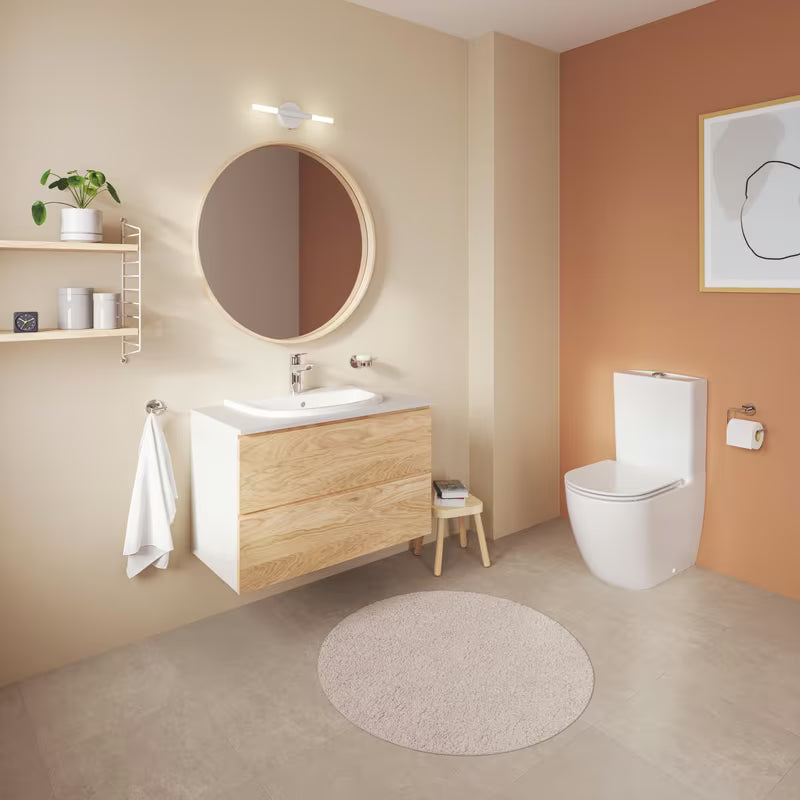 Įleidžiamas praustuvas Grohe Bau Ceramic 55, alpine white spalvos, su persipylimu ir anga pro maišytuvui