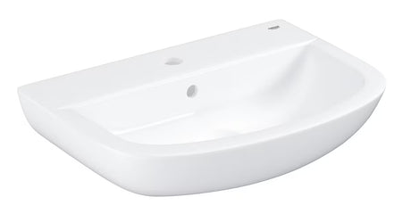 Pakabinamas praustuvas Grohe Bau Ceramic 55 baltos spalvos Alpine White su anga pro maišytuvui ir persipylimu