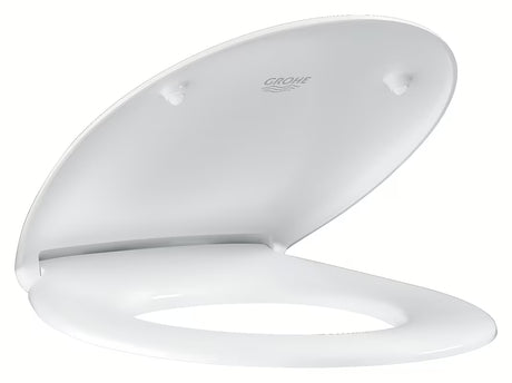 Balta KLOZETO dangtis Grohe Bau Ceramic iš duroplasto su greitu nuėmimu ir nerūdijančio plieno vyriais