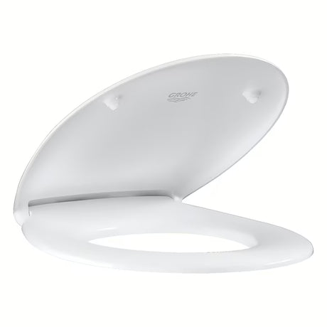 Balta KLOZETO dangtis Grohe Bau Ceramic iš duroplasto su greitu nuėmimu ir nerūdijančio plieno vyriais