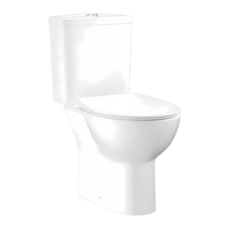 Balti PASTATOMAS klozetas Grohe Bau Ceramic su Rimless dubeniu ir slim sėdyne softclose