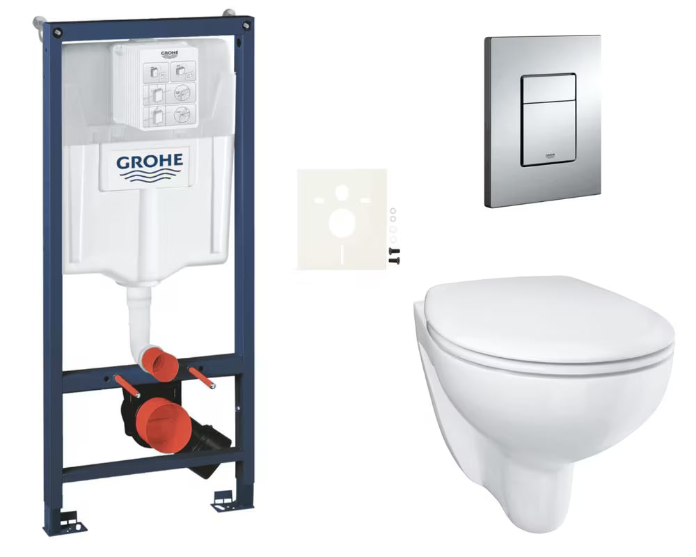 Pakabinami WC komplektas Grohe Bau Ceramic su montavimo moduliu Rapid SL, mygtuku Even ir sėdyne softclose