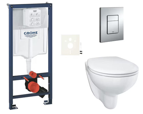 Pakabinami WC komplektas Grohe Bau Ceramic su montavimo moduliu Rapid SL, mygtuku Even ir sėdyne softclose