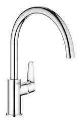 Chromuotas virtuvinis maišytuvas Grohe baucurve su aukštu snapu ir 360° pasukamu vamzdeliu
