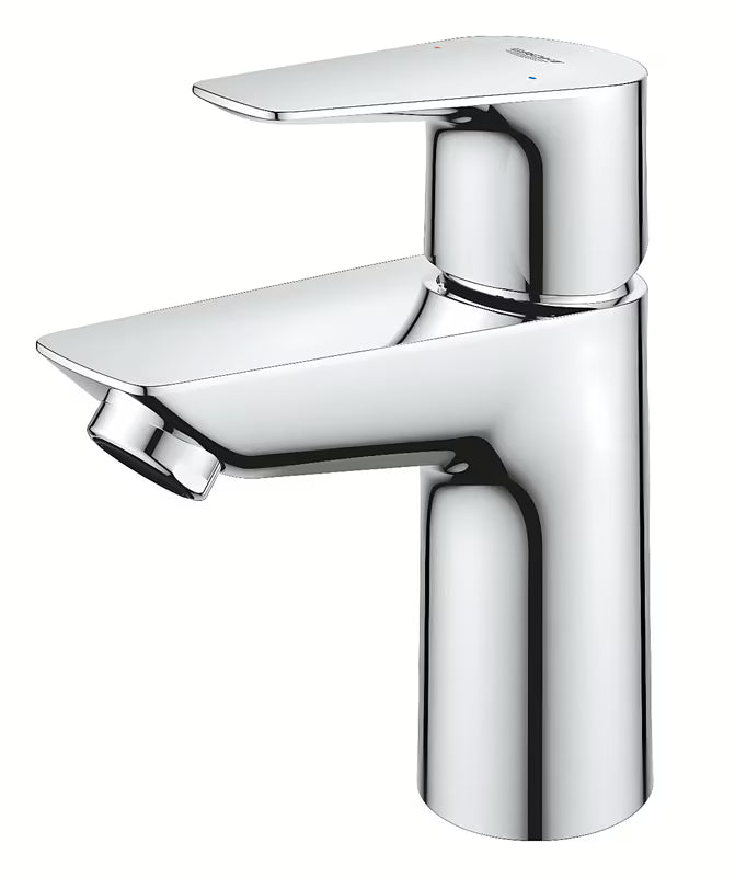 Chromuota svirtinis stovintis praustuvo maišytuvas Grohe bauedge su click-clack