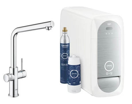 Chromuotas virtuvinis maišytuvas Grohe Blue Home Duo pro filtruotam, atšaldytam ir gazuotam vandeniui