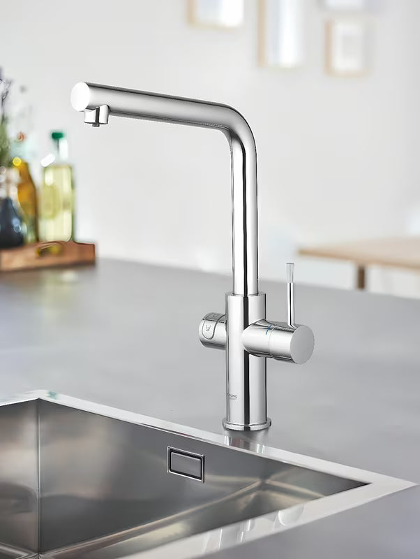 Chromuotas virtuvinis maišytuvas Grohe Blue Home Duo pro filtruotam, atšaldytam ir gazuotam vandeniui