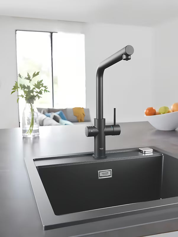 Grohe Blue Home Duo virtuvinis maišytuvas su vandens filtravimu ir šaldymu, velvet black apdaila