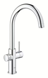 Chromuotas virtuvinis maišytuvas Grohe Blue Home Duo su filtru, su aušinimu ir mygtuku pro, gazuotam ir negazuotam vandeniui