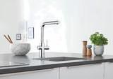 Chromuotas virtuvinis maišytuvas Grohe Blue Home Duo su filtru, su aušinimu ir ištraukiamu aeratoriumi