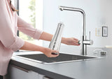 Chromuotas virtuvinis maišytuvas Grohe Blue Home Duo su filtru, su aušinimu ir ištraukiamu aeratoriumi