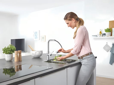 Chromuotas virtuvinis maišytuvas Grohe Blue Home Duo su filtru, su aušinimu ir ištraukiamu aeratoriumi