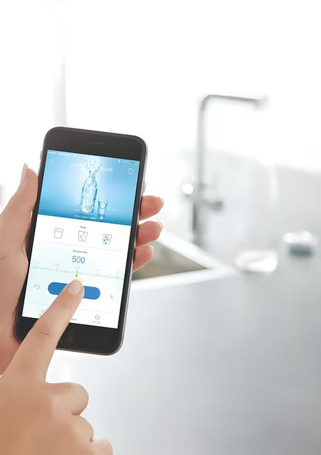 Chromuotas virtuvinis maišytuvas Grohe Blue Home Duo su filtru, su aušinimu ir ištraukiamu aeratoriumi