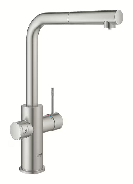 Grohe Blue Home virtuvinis maišytuvas supersteel su filtravimo funkcija ir pro gazuoto vandens aušintuvu