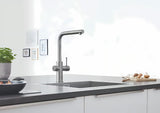 Grohe Blue Home virtuvinis maišytuvas supersteel su filtravimo funkcija ir pro gazuoto vandens aušintuvu