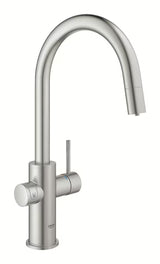 Grohe Blue Home virtuvinis maišytuvas supersteel su filtravimo sistema ir aušintuvu pro negazuotam ir gazuotam vandeniui