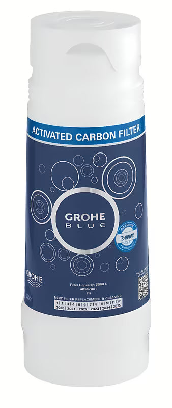 Aktyvintos anglies filtras Grohe Blue pro sistemoms Grohe Blue, skirtas vietovėms, kur vanduo minkštas – mažiau nei 9° dKH.