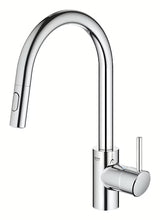 Chromuotas virtuvinis maišytuvas Grohe Concetto New su aukštu pasukamu snapu ir ištraukiamu dušeliu