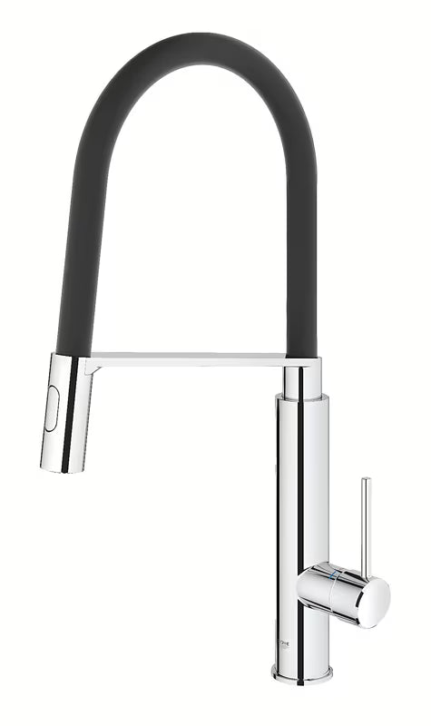 Chromuotas virtuvinis maišytuvas Grohe Concetto New su aukštu pasukamu snapu ir ištraukiama dušo galvute