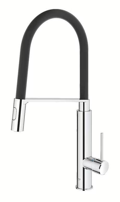 Chromuotas virtuvinis maišytuvas Grohe Concetto New su aukštu pasukamu snapu ir ištraukiama dušo galvute