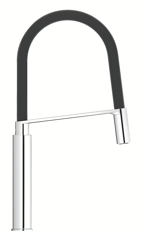 Chromuotas virtuvinis maišytuvas Grohe Concetto New su aukštu pasukamu snapu ir ištraukiama dušo galvute