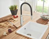 Chromuotas virtuvinis maišytuvas Grohe Concetto New su aukštu pasukamu snapu ir ištraukiama dušo galvute