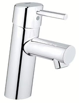 Chromo spalvos svirtinis praustuvo maišytuvas Grohe Concetto New su glotniu korpusu ir moderniu ovaliu dizainu.