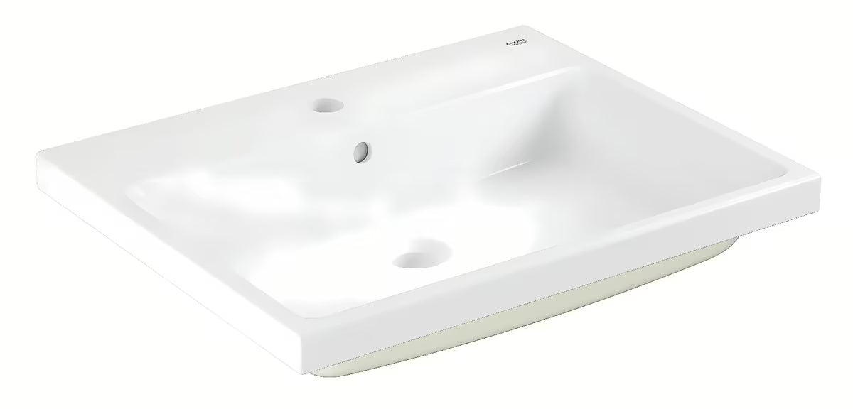 Įmontuojamas įleidžiamas praustuvas Grohe Cube Ceramic ant stalviršio, spalva – alpine white