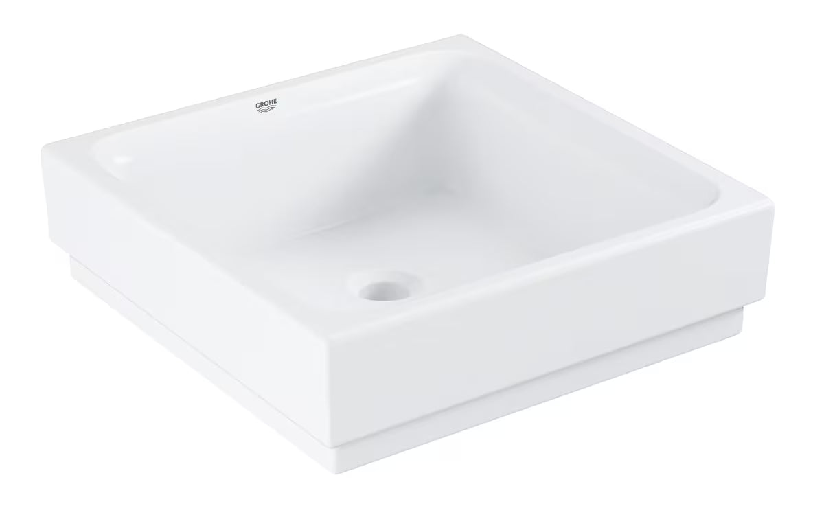 Baltas keraminis pastatomas ant stalviršio praustuvas Grohe Cube Ceramic 40x40 cm be perpylimo
