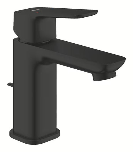 Grohe Cubeo praustuvo svirtinis maišytuvas, juodos matinės spalvos su praustuvo dugno vožtuvas