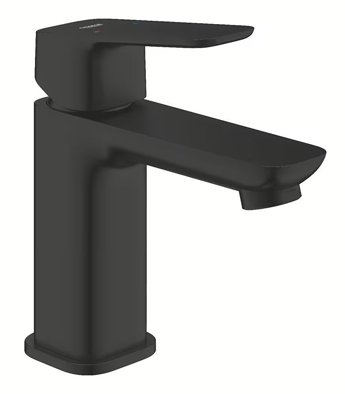 Grohe Cubeo svirtinis praustuvo maišytuvas, juodos matinės apdailos be praustuvo dugno vožtuvas