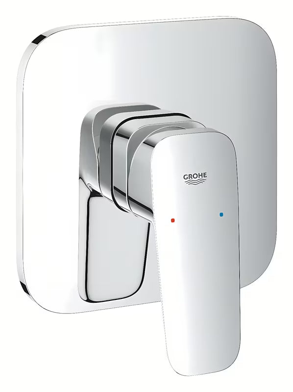Grohe Cubeo potinkinė dušo maišytuvas, blizgaus chromo apdailos, su metaline plokštele ir rankenėle