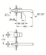 Potinkinė sieninė praustuvo maišytuvas Grohe Essence New Hard Graphite apdailos