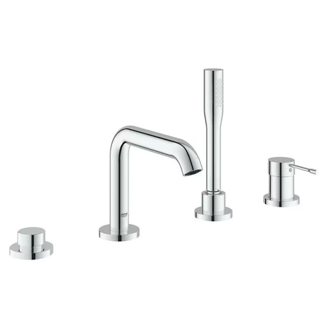Chromuotas keturių angų vonios maišytuvas Grohe Essence New su dušeliu ir svirtiniu valdymu