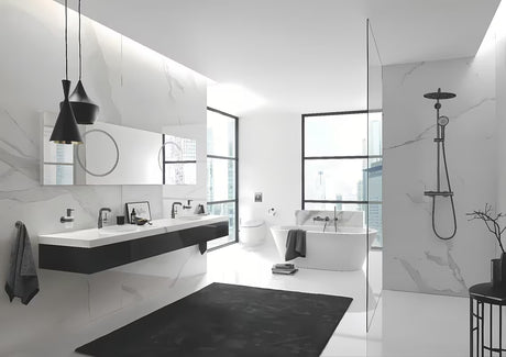 Praustuvo svirtinis maišytuvas Grohe Essence New su praustuvo dugno vožtuvas, brushed hard graphite spalvos.