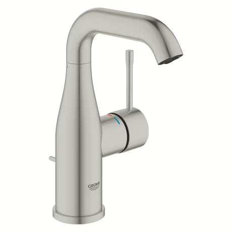 Praustuvo svirtinis maišytuvas Grohe Essence New su praustuvo dugno vožtuvas apdailos supersteel.