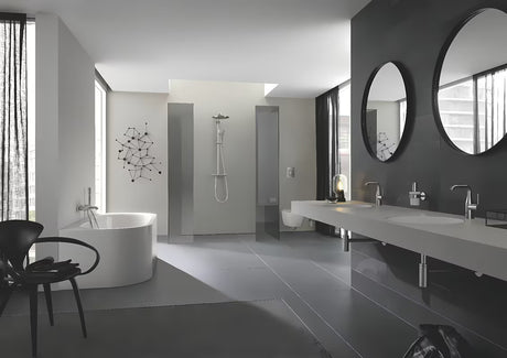Praustuvo svirtinis maišytuvas Grohe Essence New su praustuvo dugno vožtuvas apdailos supersteel.