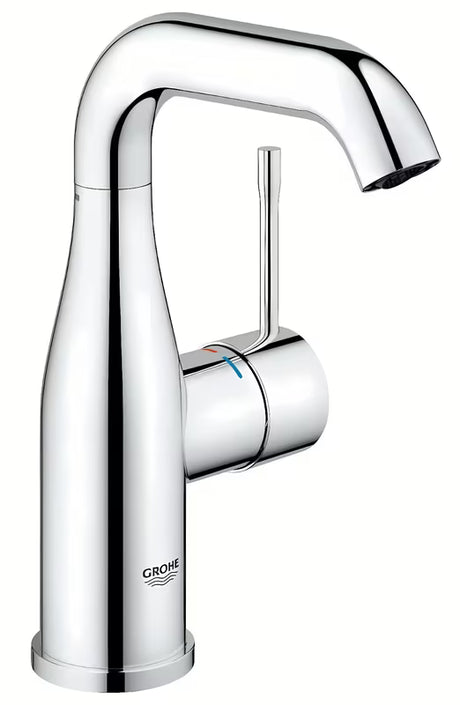 Chromuotas praustuvo maišytuvas Grohe Essence New su vidutinio aukščio snapu ir pasukamu snapu