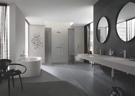Praustuvo svirtinis maišytuvas Grohe Essence New su aukštu snapu ir supersteel paviršiumi.