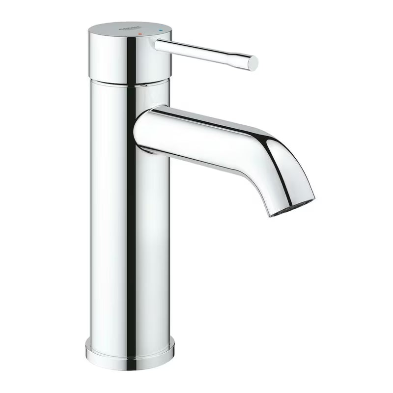 Chromuotas svirtinis praustuvo maišytuvas Grohe Essence New su lygiu korpusu ir lenktu snapu