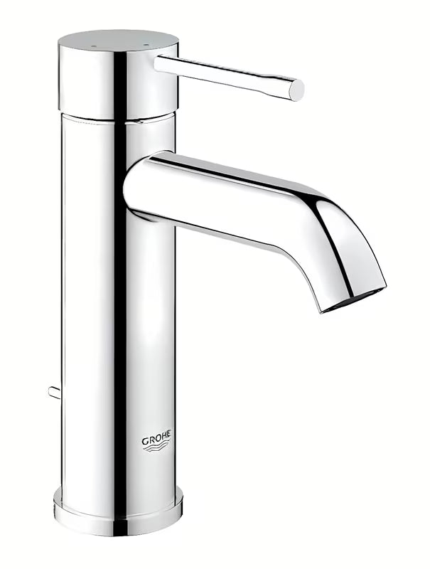 Chromuotas svirtinis praustuvo maišytuvas Grohe Essence New su dugno vožtuvu ir vandens taupymo technologijomis.