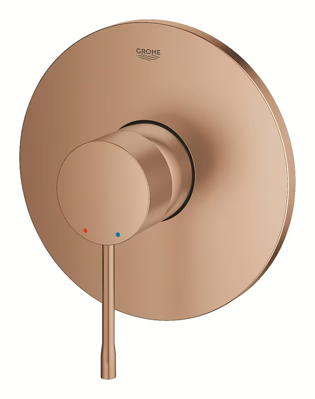 Potinkinė svirtinis dušo maišytuvas Grohe Essence New, spalva brushed warm sunset, su metaline plokšte